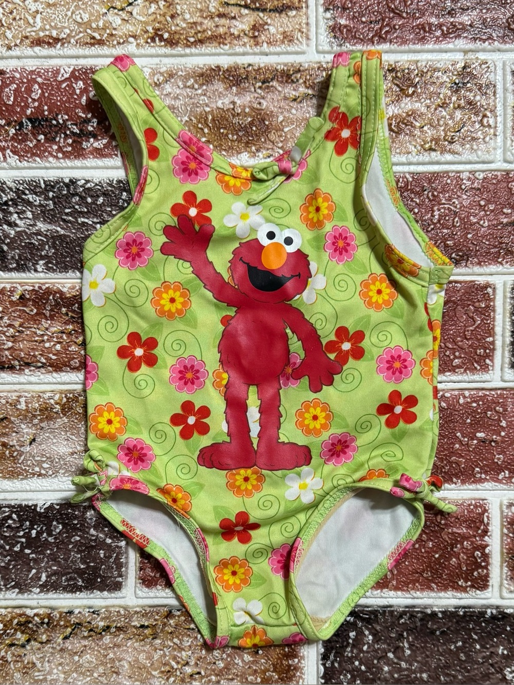 Y2K Vintage 2006 Sesame Street Elmo swim suit 18m baby girl one piece